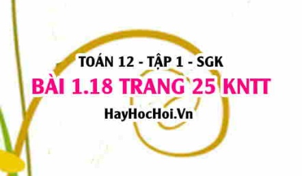 Bài 1.18 trang 25 Toán 12 tập 1 Kết nối tri thức